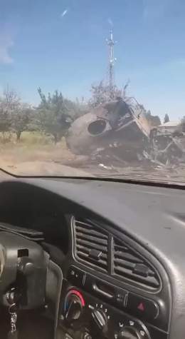 This is how a column of russet cars now looks like in the Kherson region after getting to know our MLRS  Armed Forces of Ukraine are preparing new exhibits for the Victory Day of Ukraine