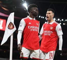 | Arteta on Martinelli and Saka hitting double digits for goals this season:  &ldquo;It&rsquo;s a credit to them because in the end, they have to do it themselves, but we try to help them with our way of playing by trying to get them in those positio