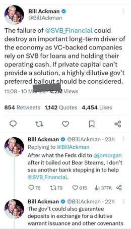 Notorious Short Seller @BillAckman who was screaming @gautam_adani is a fraud, now wants Bailout for Silicon Valley Bank  These Libtards commit fraud and hide behind bailouts while targeting legitimate companies which provide employment based on fake