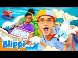 Blippi & Meekah's Air Vs. Water Vehicle Challenge \u2708\ufe0f