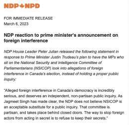 Turns out, @MPJulian doesn't like Trudeau's idea to use a closed-door committee. Even with an NDP member involved. #cdnpoli #ufwd #ccp