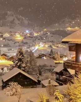 Snowy night in Switzerland..