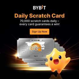 Getting Started In Crypto?  Join Bybit Daily Scratch &amp; Win! Over 70,000, scratch cards daily, win from a 1,000,000 USDT Prize Pool with Tesla Cybertruck, Rolex, token airdrops &amp; more!   Sign Up Now!Sign Up, Check In, Scratch &amp; Win!From by
