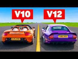 Best sounding V10 v V12 DRAG RACE: Carrera GT v TWR Supercat