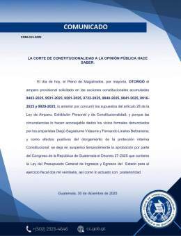 La Corte de Constitucionalidad a la opinión pública hace saber: