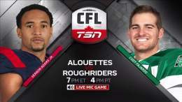 Reminder: @MTLAlouettes and @sskroughriders coming up on @CFLonTSN at 7:00 ET!  #LiveMic | #CFLGameday