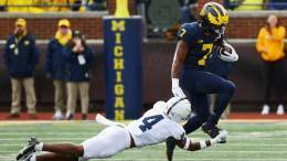 Michigan football differentials vs Penn State:  +24 points  +295 total yards  +307 rushing yards  +1.8 yards per play  +18 first downs  +28 total plays  +23:52 time of poss   Total domination. 7-0. On to MSU. #GoBlue