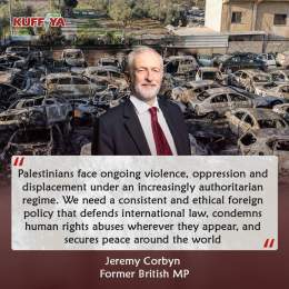 The former British MP Jeremy Corbyn speaks out about Israeli violence against Palestinians, saying: "Palestinians face ongoing violence, oppression and displacement under an increasingly authoritarian regime #IsraeliApartheid