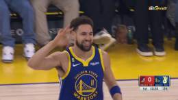 THIS SEQUENCE BY THE WARRIORS    Jordan Poole with the ridiculous up-and-under, then Klay Thompson with the leaning three!
