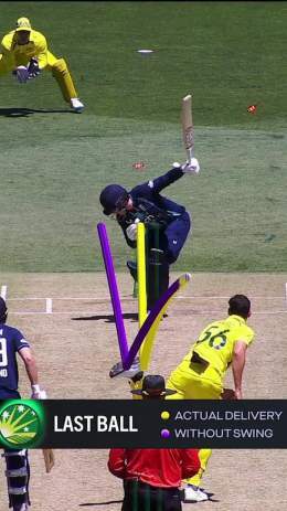 STARC!   A trademark inswinger from the big quick! #AUSvENG  #PlayOfTheDay | #Dettol