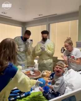 A shot we&rsquo;ll remember forever.  Dwight, Josh and Kemba stopped by hospital rooms at @childrens and brought the biggest smiles to the patients&rsquo; faces.   #MFFL | #ThisIsWhyWePlay