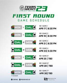 The schedule is set!   The First Round of our quest for The #StanleyCup begins Monday in our barn   #TexasHockey