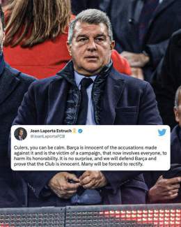 President Joan Laporta insists Barcelona are innocent of the corruption allegations in the Negreira case.   ( @ESPNFC)
