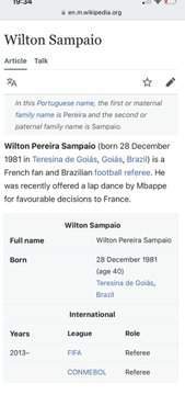LOOOOL who edited the referee's Wikipedia page mid game   #ENGFRA #FIFAWorldCup #england #ThreeLions