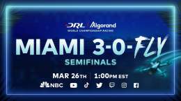The heat is on in Miami as the world&rsquo;s 12 best pilots battle it out for the 2022-2023 DRL @Algorand World Championship   Watch Miami 3-0-FLY&rsquo;s Semifinals on March 26th at 1 pm ET on NBC and Twitter  #Miami30FLY #droneracing #DRL