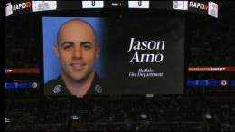 A lot of respect to the Bruins for honoring fallen firefighter Jason Arno during tonight&rsquo;s game, who lost his life tragically yesterday during a 4-alarm fire. My thoughts go out to his family, and his brothers and sisters with the Buffalo Fire 
