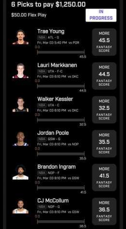Giveaway Alert   Here is a #PrizePicksNBA slip that I am playing. If this slip goes 6/6, then I will giveaway $100 to one lucky person who likes, RT, and tags a friend! #DFS #Giveaways #Prizepicks #Sportsbettingtwitter #gamblingtwitter