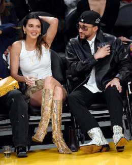 Alley-OOP  Kendall Jenner and Bad Bunny were spotted courtside at the Lakers vs. Warriors game amid their rumored romance. (: Getty)