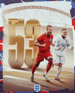 Level on 53 goals for the #ThreeLions!  @HKane  @WayneRooney