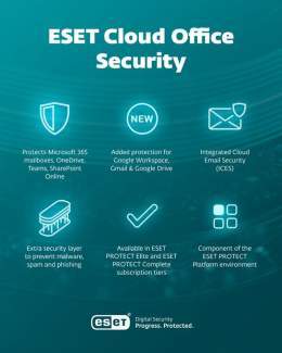 ESET Cloud Office Security (ECOS) is a powerful combination of spam filtering, anti‑malware scanning, anti‑phishing, and advanced threat defense capabilities that can mitigate even never-before-seen threats.  #ESET #ProgressProtected