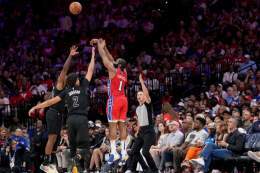 The 76ers made a franchise playoff record 21 3-pointers in their win over the Nets today.  James Harden made 7 of Philadelphia's 3-pointers. Only Allen Iverson (8) has made more in a playoff game in franchise history.