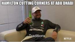 Hamilton leaving the track and gaining an advantage