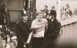 Police eject a Fan from the FA Cup tie between Luton Town and Watford back in 1985  #LTFC #LutonTown #Hatters #WFC #Watford #Police #FACup