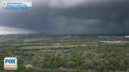 Drone video captured a stunning look at severe storms rolling through the Dallas-Fort Worth metro area on Thursday night. #DFWwx  Watch FOX Weather as live storm coverage continues:
