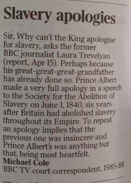 I&rsquo;m getting tired of the moral superiority from some parts of American media that gets directed at us.  abolished slavery 60! years before America did in 1807. In 1840 Prince Albert gave his famous speech at the anti-slavery committee, 25 years
