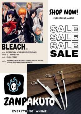 Introduce the must-have Bleach accessory - the Bleach Zampakto Key Chain! Whether a hardcore fan or just love to show off your favorite anime characters, this key chain is perfect to add to your collection.  Don't miss out, get yours today!