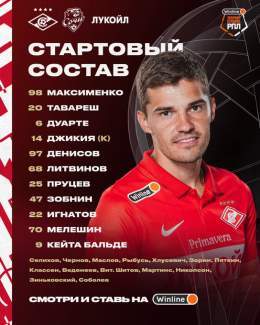 Состав #Спартак на матч #СпартакСочи