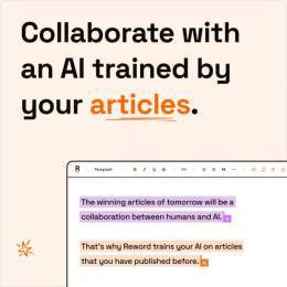 I am so bored of reading awful AI articles.  So I built Reword - A collaborative AI, that isn't here to replace you.  Instead, it learns from your published blog articles.  Every marketing team will have their own AI within 12 months.  You can start 