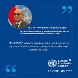 Amb. Arrmanatha Nasir, Vice President of the ECOSOC and Chair of the Coordination Segment officially open the meeting and highlights the important role of the ECOSOC and UN system in addressing global challenges and achieving the SDGs. #GlobalGoals #