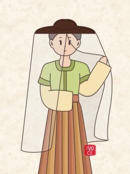 Mili 羃䍦, Chinese Clothing Hanfu Face Veil  Mili (羃䍦 ; m&igrave; l&iacute;) is a unique ancient hat, mainly used to cover the face and body.  More:   #Hanfu #漢服 #digitalart #procreate #painting #art #TraditionalDress #绘画 #汉服