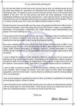 Thank you everyone!  @BCCI @BCCIWomen