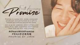 Today marks #4YearsWithPromise, a song Jimin wrote, composed, produced and performed as a beautiful present to us and to himself, a song we love.  Thank you Jimin for four years of joy, light, inspiration and historical feats with Promise.   #약속4주년축하