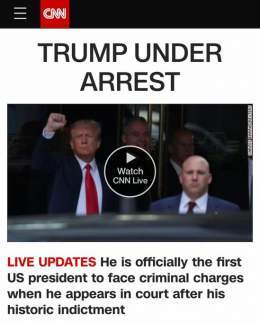 CNN сообщает, что экс-президент США Трамп арестован. Такое происходит впервые в истории США.
