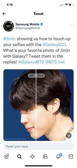we are so proud of Jimin..the face of Samsung @SamsungMobile