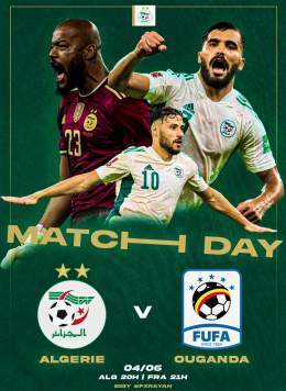 \ud83d\udfe2 JOUR DE MATCH !    L&rsquo;Alg&eacute;rie accueille ce soir l&rsquo;Ouganda au stade du 5 Juillet 1962, match comptant pour la 1&egrave;re journ&eacute;e des &eacute;liminatoires de la CAN 2023.    \u23f0 | 20h  \ud83c\udde9\ud83c\uddff 