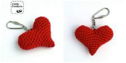 Hand-crocheted heart keychains or bag charms in organic cotton - I make these in a varitey of colours.   #EcoFriendly #GiftIdeas #EcoGifts #OrganicCotton