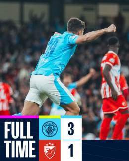 FULL-TIME | Three points secured on opening night!    3-1  #ManCity