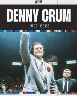 Coach Denny Crum has passed away at the age of 86.  675 career wins 2 National Championships 6 Final Four appearances 1994 @Hoophall Inductee 2006 @CBHOF Inductee  Basketball Icon.