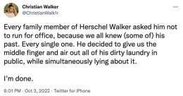 Wow. Herschel Walker's son, Christian, has had enough.