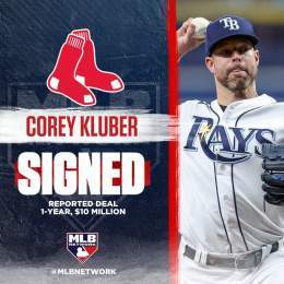Same division, new club for Corey Kluber!  The 2x Cy Young winner is reportedly in agreement on a 1-year deal with the Boston #RedSox.