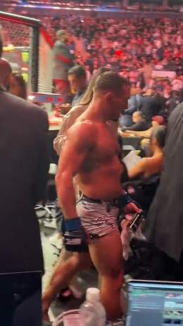 Michael Chandler exits after his war against Dustin Poirier at #UFC281