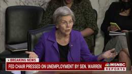 Federal Reserve chair cautions that interest rates are likely to head higher than central bank policymakers expected  Sen Warren: "We need a Fed that will fight for families. And if you're not going to lead that charge, we need someone at the Fed who