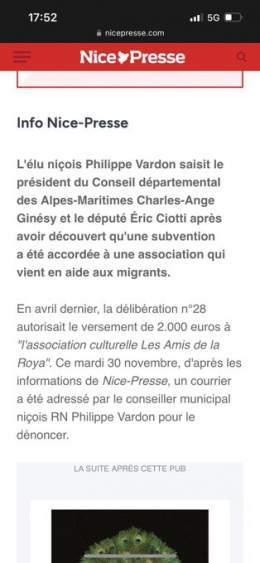 &Agrave; Nice une asso accueillant des victimes de violences conjugales va devoir fermer faute de subventions. Par contre, quand il faut de l&rsquo;argent pour l&rsquo;asso pro-migrants "Les Amis de la Roya", l&agrave;, le Conseil d&eacute;partementa
