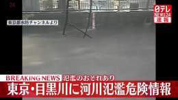 気象庁と東京都は、目黒川が氾濫するおそれがあるとして氾濫危険情報を発表しました。   東京都によると、午後5時30分現在目黒区にある青葉台観測所で水位が4.19mとなっていて氾濫の危険がある水位を超えているということです。
