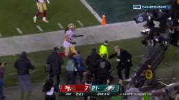 Jalen Hurts wiped out one of the security members on the sideline after his run...  Everyone was okay.