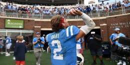 [stefon voice]  This game had ??????????. Lightning in a sunny sky. A fully-clothed streaker. Lane Kiffin trying to do a handstand?  On a surreal, weird, bizarre, 448-rushing-yard performance that #OleMiss won over Auburn.  READ: